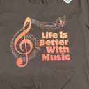 Life is Better with Music Theory Musician Teacher Notes Clef T-Shirt M