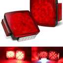 Partsam Pair Slim Square LED Trailer Light Submersible Tail Lights 15 Red 4 White LEDs 5050 SMD Stop Turn Tail with Side Clearance and License Lights for Under 80" Boat Trailer 12V IP67 Red Lens