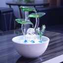 Ceramic Tabletop Desktop Modern Fountain with Ball for Indoor Table Desk Office and Home Decoration White