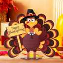 COCHIE Wooden Turkey Thanksgiving Decorations Indoor, Thanksgiving Table Decor, Farmhouse Fall Decorations for Home Office Party Shelf, Vintage Fall Tabletop Centerpiece Decoration (Turkey B)
