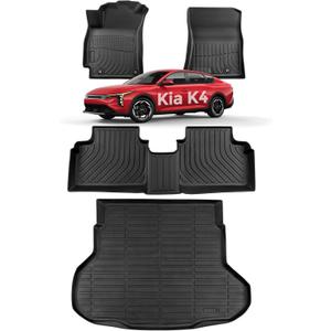 for KIA K4 2025 2026 (Not Fit for Hatchback) Floor Mats Cargo Liner LX LXS EX GT-line Turbo All Weather Season Car Interior Soft Rubber Trunk Carpet Automotive Accessories Black 4PCS