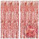 KatchOn XtraLarge Wavy Rose Gold Fringe Backdrop - 3.2x6.5 Feet Pack of 2 | Bachelorette Party Decorations | Birthday Decorations for Women