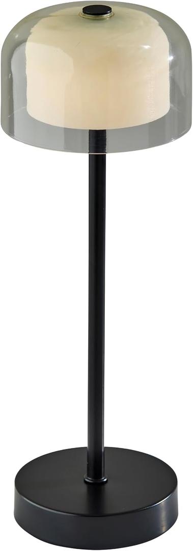 Adesso Cordless Table Lamp with 3-Level Touch Dimmer & Built-in Rechargeable Battery  13.63" Tall Touch Lamp, Black Finish