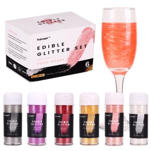 3 x Edible Shimmer Glitter for Cocktails Cakes Drinks Chocolates Cupcakes - 6 Colors Set, Gold Luster Dust Edible, Drink Cocktail Glitter, Edible Cake Decoration for Vegan, 5g/BOT