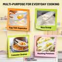 3 x Multifunctional Scoop Strainer  Kitchen Discovery  Slotted Colander Spoon Scoops and Drains, Serves Rice, Separates Eggs, Sprinkles Powdered Sugar 8x2.25x1.25