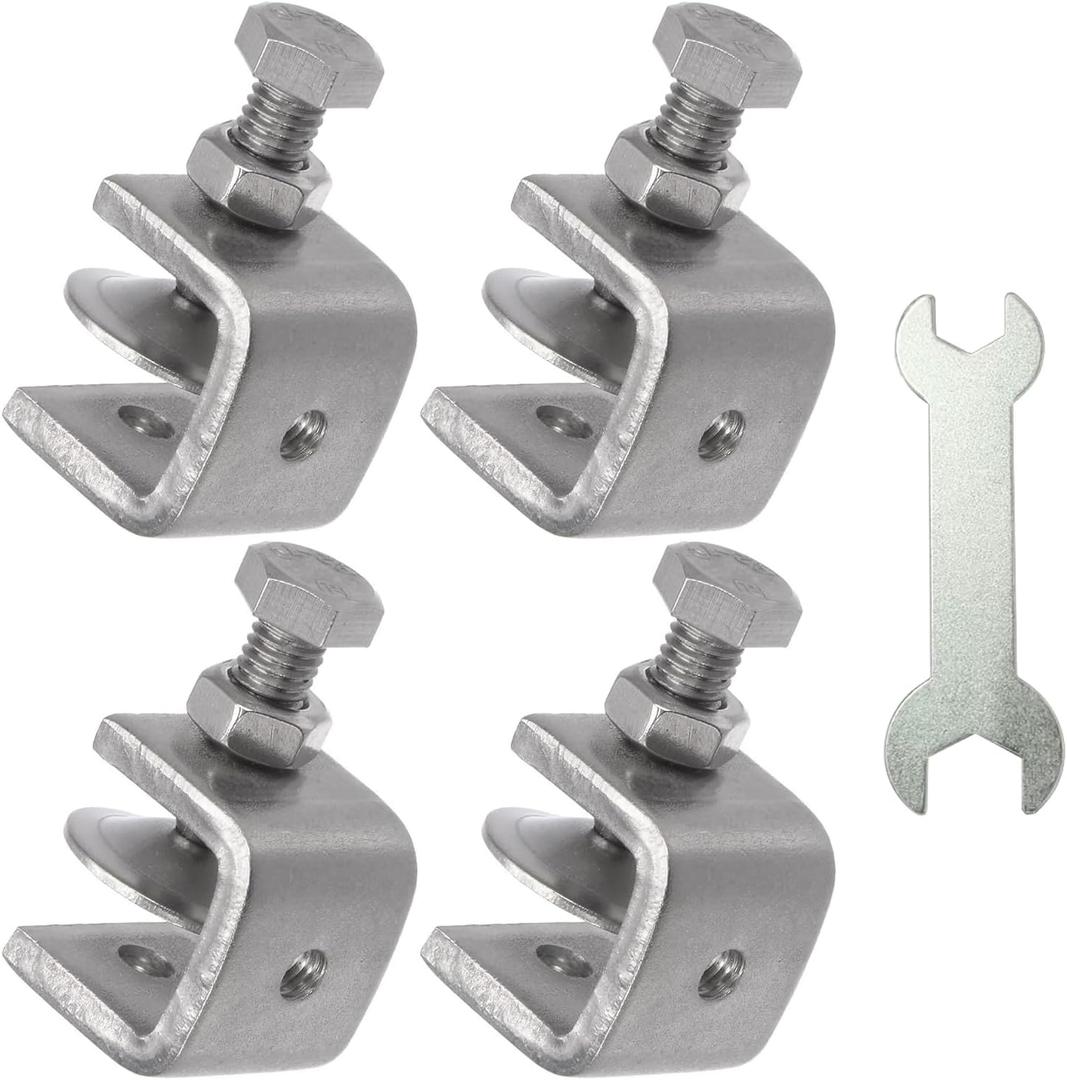 Stainless Steel C Clamps, Mini Tiger Clamp Set for Mounting, Heavy Duty Metal U Clamps, Small Desk G-Clamp with 0.79 Inch Stable Wide Jaw Opening for Metal Working Woodworking Welding Building (4pcs)