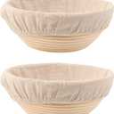 Bread Proofing Baskets Set of 2, 8.5 inch Round Dough Proofing Bowls w/Liners Perfect for Home Sourdough Bakers Baking