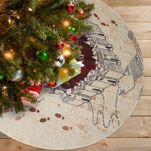 36 Inch Christmas Tree Skirt Tree Decorations, Harry Wizard Magic School Ornaments for Holiday Decor Tree Skirt(map)