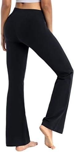 BUBBLELIME 29"/31"/33"/35"/37" 3 Styles Women's High Waist Bootcut Yoga Pants Basic/Side Pockets Tummy Control Workout Flared, Black, Large