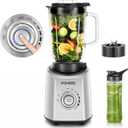 FOHERE Professional Blender Peak 1300W, Countertop Blender with 3 Presets 5 Speeds for Smoothies, Shakes, and Frozen Drinks, 50 Oz Glass Jar 20 Oz Tritan Jug
