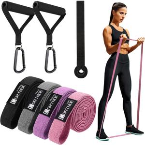 Resistance Bands with Handles,Pull Up Bands Fabric Long Resistance Bands Set of 10 Long Workout Bands with Door Anchor, Handles, Exercise Bands for Working Out, Weight Training (Pink+Purple+Gray+Black)