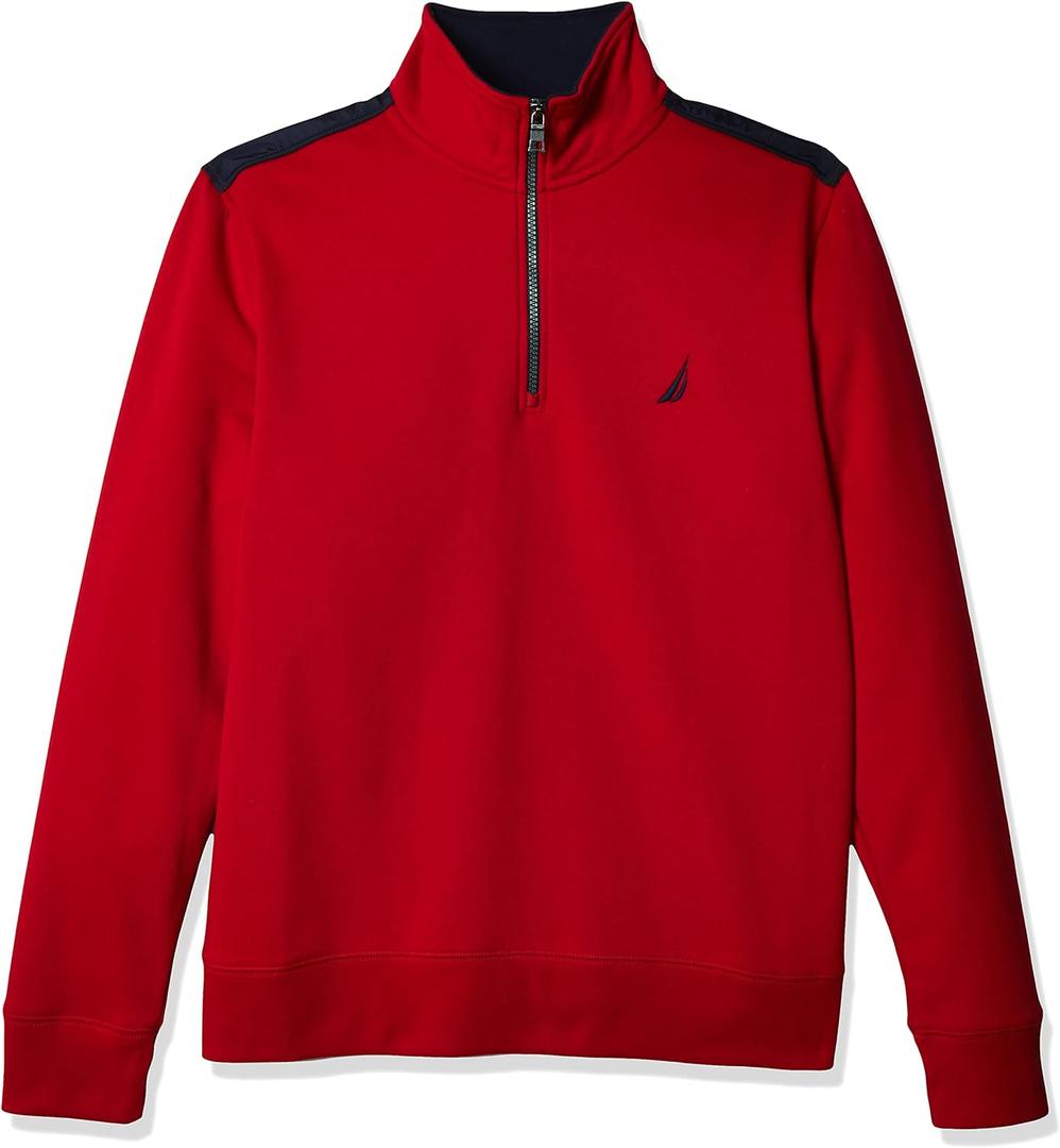 Nautica Men's 1/4 Zip Pieced Fleece Sweatshirt (Large)