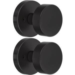 2 Pack Matte Black Dummy Door Knob Interior, Black Door Knobs for Bifold and Closet Doors, Heavy Duty Round Modern Door Handle