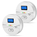 2 Pack Smoke and Carbon Monoxide Detector,Smoke Detector Carbon Monoxide Detector Combo with Batteries,Fire Alarm Smoke Detector with Test Button and Digital Display