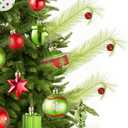 12 Pcs Christmas Tree Topper - 18" Christmas Tree Picks and Sprays Lime Green Curly Stems with Red Ball Artificial Xmas Decorations for Vase Fillers Wreath Home Party Holiday Docor