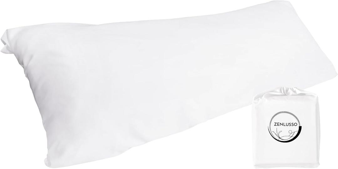 Pillowcases 100% Viscose Made from Bamboo Pillow Cases, Cooling, Luxuriously Soft, Envelope Closure, 300 Thread Count (White, Body 20"x54")