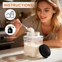Kifmurase 8Pcs Square Clear Plastic Jars with Pinch Handle, Plastic Storage Jars with Screw-on Lids, 37 OZ Reusable Wide Mouth Canisters for Dry Goods, Cookies, Candy