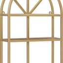 Powell Bandt Gold Metal Cathedral Style Wall Mounted Shelves with Mango Wood Shelves