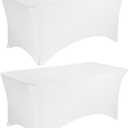 2 Pack 6FT Spandex Table Covers Washable Wrinkle Resistant Stretch Fitted Rectangle Tablecloth for Folding Table Wedding Party Birthday Banquet Bar EventsWhite