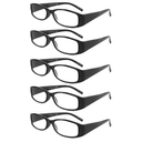 5 Pack Blue Light Blocking Reading Glasses for Women Men, Retro Stylish Spring Hinge UV400 Computer Rectangle Readers2.5 , 5 Pack Black