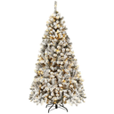 6 ft. Pre-Lit LED Flocked Snow Hinged Pine Artificial Christmas Tree with 250 White Lights