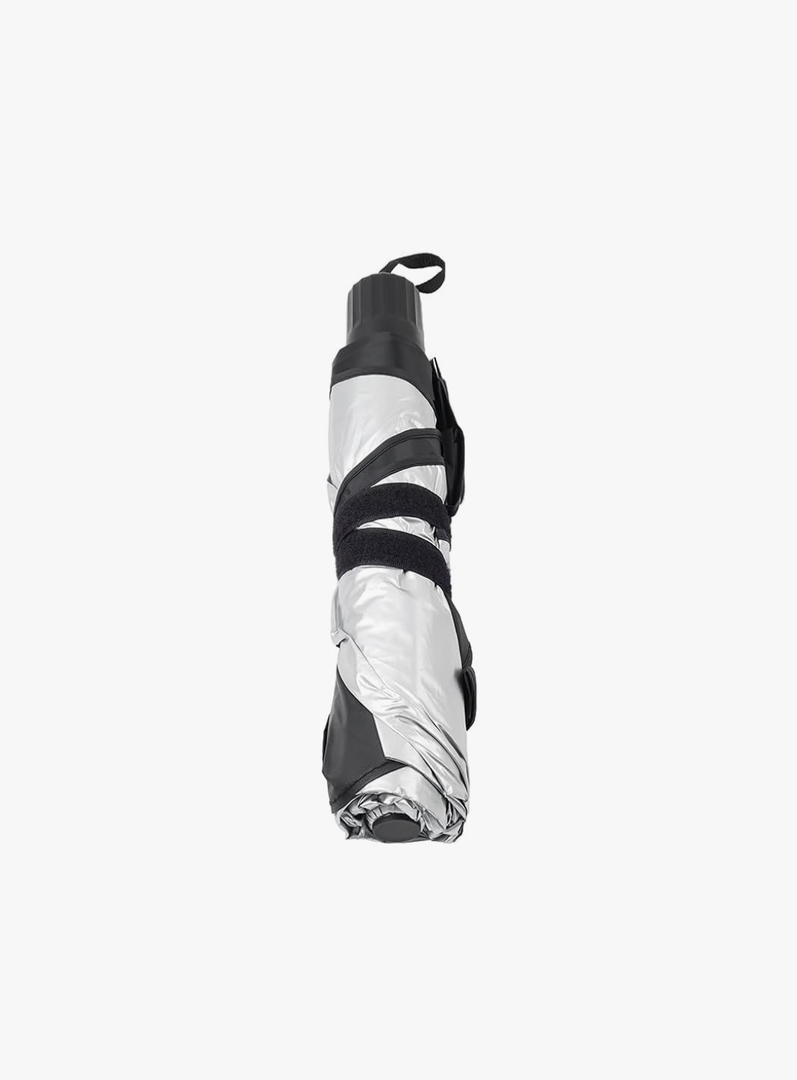 Cninba13 1 Pc Car Windshield Front Window Cover Sun Shade Foldable Umbrella Cloth with Titanium Coating Metal Pole Large Silver Black