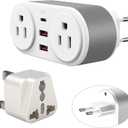 European Travel Plug Adapter for Europe & UK, PD 20W Fast Charger with 2 Outlets 3 USB Charging Ports, CHUAFIUR US to Europe Plug Adapter to UK EU Ireland Italy Israel Spain France Travel Essentials