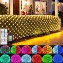 Pooqla Color Changing Christmas Net Lights, 9.8x6.6 ft 204 LED RGB Net Mesh Lights Outdoor with Remote, Bush Net Light Connectable Plug in for Xmas Tree, Gazebo, Garden, Indoor, Christmas Decorations