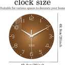 XNM Round Glass Brown Wall Clock Battery Operated 20 Inch