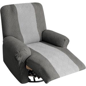 Lavish Cover Jacquard Recliner Chair Cover, Stretch Recliner Slipcover, Lazy Boy Recliner Sofa Protector, Furniture Cover for Pets and Scratches (Recliner, Dark Grey + Light Grey)