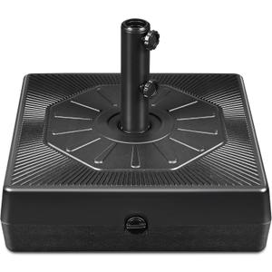 FRUITEAM 125lbs Fillable-Patio-Umbrella-Base Heavy-Duty, Reversible & Square Market Table Umbrella Stand for Pool, Deck, Outdoor with 2 Knobs, Double-Side Pattern, Black