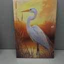 CCWORKERRY White Heron Pictures Bathroom Wall Decor Coastal Bird Couple Painting Beach Egret Poster Wildlife Reed Canvas Prints Hallway Decor(Yellow,16L x 24W)