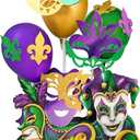 Cheerland Masquerade Carnival Decoration Mask Centerpiece Fat Tuesday Party Supplies Table Decorations Purple Green Gold Decor Balloon Display for Mardi Gras Party Parade and Festival Accessories
