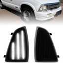 Bestview Front Corner Light Assembly Compatible with Chevy Blazer S10 1994-1997, Upgraded Harness Design, Driver & Passenger Side, White LED