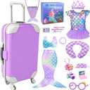 18 inch Girl Doll Accessories Case Luggage Travel Play Set with Clothes Camera Travel Pillow Bag Dress Glasses Stuff Fit 18 inch Doll Christmas Birthday Gift