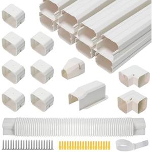 3" 13.5Ft Mini Split Line Set Cover, PVC line Set Cover kit for mini Split with Flexible Duct, Decorative Air Conditioner, HAVC and Heat Pumps, White