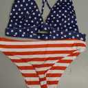 geluboao Women American Flag V-Cut Bikini Bottom Moderate High Cut Bathing Suit Bottoms Cheeky Swimsuit Bottom, Large