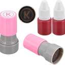 PATIKIL Letter Stamps Self Inking, 2Pcs Alphabet K Character Teacher Ink Initial Stamp with Refill Ink for Class Notebook Scrapbooking DIY Craft, Pink