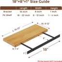 2pcs Floating Shelf Bracket Heavy Duty Floating Mantel Bracket Black Metal Decorative Floating Shelf Hardware Hidden Shelving Mounting Brackets (18X8X1)