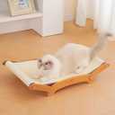 Extra-Larger Sisal Cat Scratcher Bed, Durable Cat Scratching Post with Hammock for Indoor Cats Lounger & Sleep & Scratch, Natural Sisal Cat Scratch Pad, Sturdy Solid Wood Frame (XL)