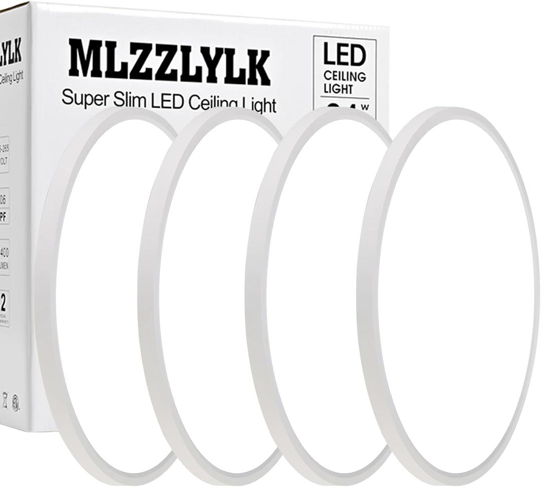 4PK 15.8 inch LED Flush Mount Ceiling Light Fixture,36W Super Slim LED Ceiling Light 3600LM,3000K/4000K/6000K CCT Selectable,Close to Ceiling Round Flat Panel light for Bedroom,Kitchen,Hallway