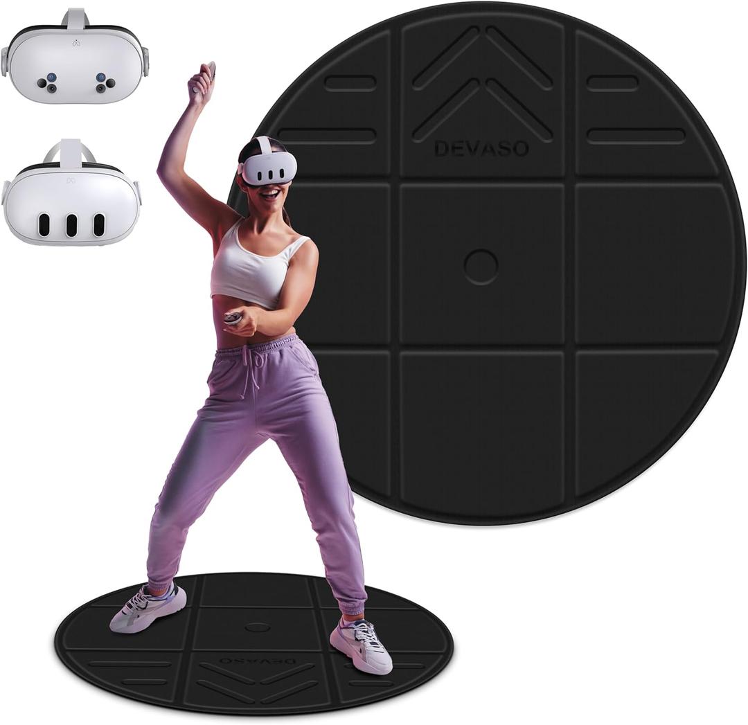 DEVASO Foldable VR Mat for Meta Quest 3S/Quest 3, Round Anti Fatigue Large Mat, Anti-Slip and Comfortable Floor Mat, Premium Game Accessories Compatible with PSVR2, Quest 2/Pro/Apple Vision Pro