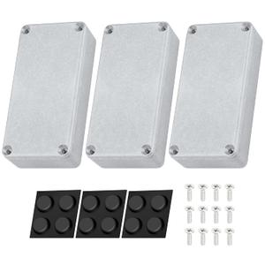 DaierTek 3pcs 1590G Guitar Effect Pedal Enclosure Diecast Metal Aluminum Stomp Box 3.94" X 1.97" X 1.00" Inches 100mm X 50mm X 25.5mm Housing Size with Rubber Feet