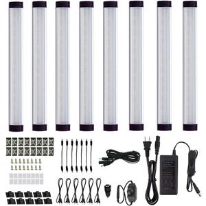 AIBOO LED Under Cabinet Lighting Kit, Plug in Strip Lights with Dimmer Switch for Kitchen Cabinet Counter, Closet, Bedroom Lighting24w-8 Bars kit-2700K) (Warm White)