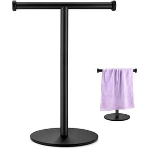 Hand Towel Holder, Matte Black Bathroom Towel Racks, Countertop Towel Stand, T-Shape Towel Holder for Bathroom Kitchen, Size 11" L x 6.7" W x 16.1" H