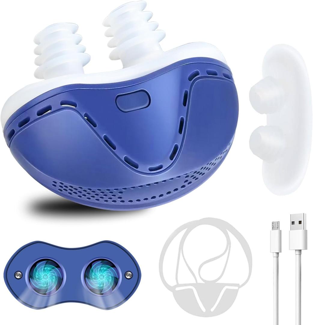 Anti Snoring Devices, Double Vortex Anti Snoring Device, Snoring Solution, Adjustable Wind Speed, Suitable for All Nose Shapes, Stop Snoring Suitable for Men and Women, Blue