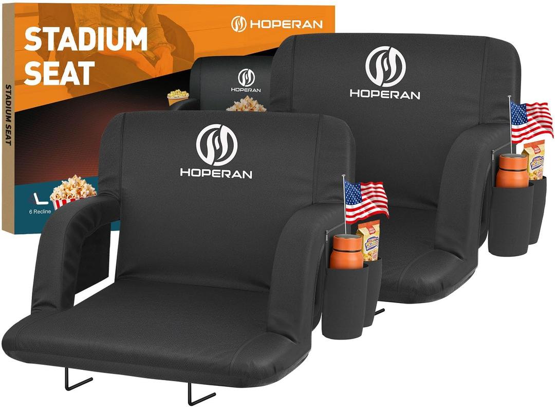 HOPERAN 25in Stadium Seats for Bleachers with Back Support, Extra Wide, 2PC