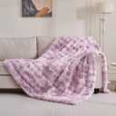 760GSM Faux Rabbit Faux Fur Throw Blanket, Super Thick Warm Bubble Blanket Throw, Fuzzy Luxury Plush Decorative Blanket for Couch Bed Sofa(Tie-dye Lavender,50''x 60'')