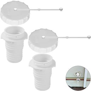 (2-Pack, White) RV Fresh Waters Fills Cap, RV Fresh Water Tank Cap and Strap, Camper Motorhome Water Filler Caps
