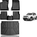AOMSAZTO Custom Fit Floor Mats and Cargo Liner Trunk Set Compatible with Jeep Renegade 2015-2020 2021 2022 2023, All Weather Car Accessories Floor Liner, 1st and 2nd Row Car Mat Black